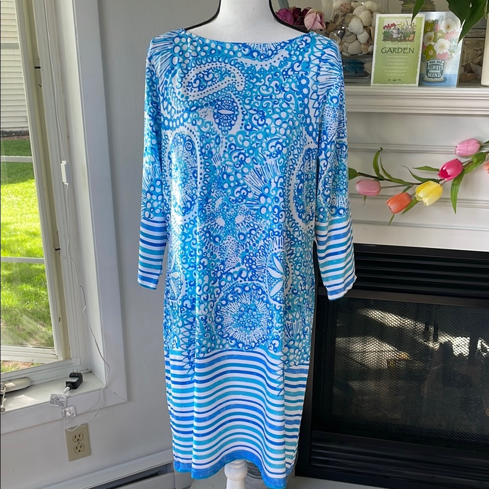 Tango Mango Blue Paisley & Stripe Dress